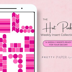 The Hot Pink Collection Weekly Inserts | Digital Stickers | Planner Stickers | Digital Planner Sticker Pack | Goodnotes Stickers | PNG