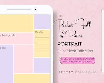 Adesivos digitais para planner com blocos de cores | Inserções PNG para Goodnotes (Download digital)