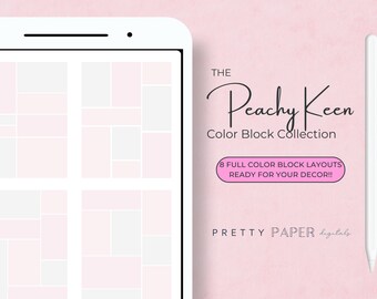 Adesivos digitais para planner com blocos de cores Peachy Keen (PNG)