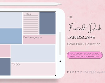 Adesivos para Planejador Frosted Dusk | Layouts em Blocos de Cores (Download Digital)