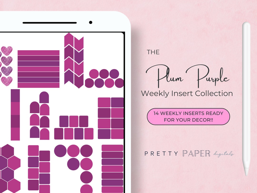 Plum Purple Weekly Planner Stickers | Digital Stickers, Goodnotes (PNG ...