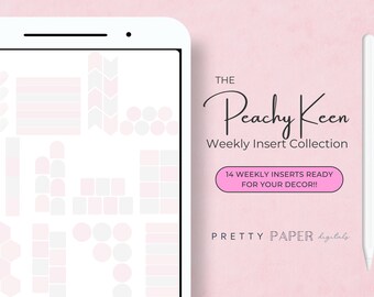 Adesivos para Planejador Semanal Peachy Keen | Inserções Digitais (PNG)