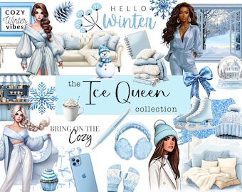 Adesivos de inverno da Rainha do Gelo | Adesivos PNG para Planejador Digital (Goodnotes)