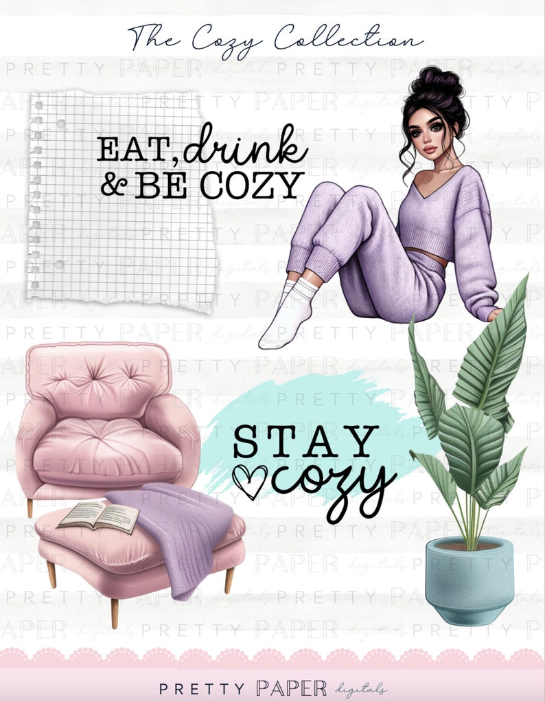 The Cozy Collection Digital Stickers Planner Stickers Digital Planner Sticker Pack Goodnotes Stickers PNG Stickers image 3