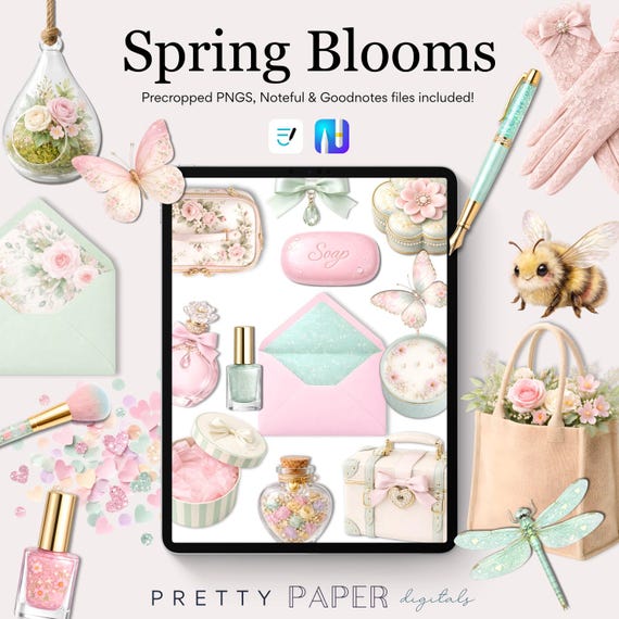 Spring Blooms Digital Stickers | Planner, Goodnotes, Noteful, Realistic PNG Stickers