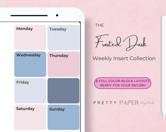 Adesivos para Planejador Semanal Frosted Dusk | Inserções Digitais (PNG)