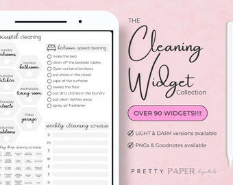 Adesivos digitais para widget de limpeza | Organização de planner (PNG e Goodnotes)