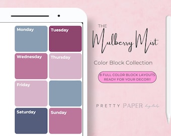 Adesivos para Planejador Semanal Mulberry Mist | Goodnotes PNG (Download Digital)