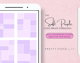 Adesivos digitais para planner em blocos de cor roxa | Goodnotes PNG (Download digital)