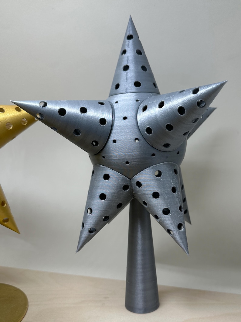 Stella Di Natale A LED Per Albero – Oro, 30x24 Cm, Con Luci, Funziona A Batterie (Non Incluse), Decorazione Festiva - 4