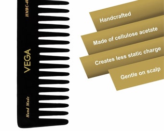 Vega Handmade Black Comb - Large Shampoo HMBC-406 1 Pcs