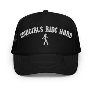 Cowgirls Ride Hard Embroidered Trucker Hat, Country Themed Baseball Cap, Western Embroidery Hat, Gift For Her, Bachelorette Party