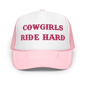 Cowgirls Ride Hard Embroidered Trucker Hat, Country Themed Baseball Cap, Western Embroidery Hat, Gift For Her