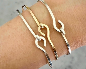 Port Hook Bracelet: 14k Gold Filled or Sterling Silver - Nautical Sailing Fishing Bangle - Handmade