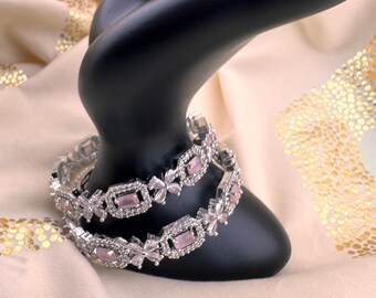 CZ Indian Bangles | Set of 2 CZ Bangles | Indian Chudiyan | Stacking Bangles | Bridesmaid Gift | Crystal Wedding Bangle | Diwali gift