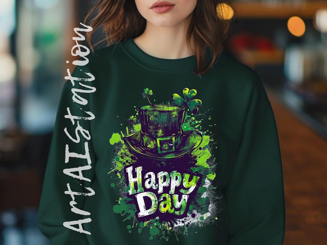 St Patrick's Day Leprechaun Print Pattern Women's Sweatshirt main image 1