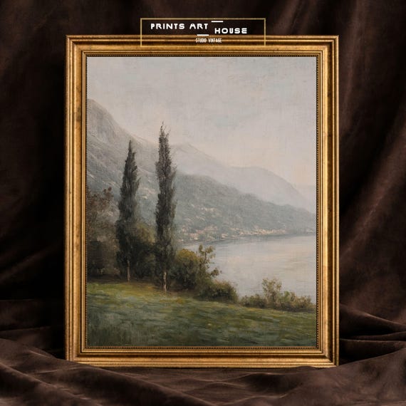 Lake Como Vintage Art Print: Italian Landscape Oil Painting (Digital Download)