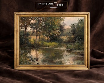 English Countryside Landscape Print: Vintage Pastoral Oil Painting (Digital Download)