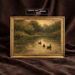 Vintage Duck Farm Print: Rustic Countryside Oil Painting (Digital Download) image 1