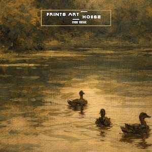 Vintage Duck Farm Print: Rustic Countryside Oil Painting (Digital Download) image 10