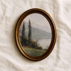 Lake Como Vintage Art Print: Italian Landscape Oil Painting (Digital Download) image 2