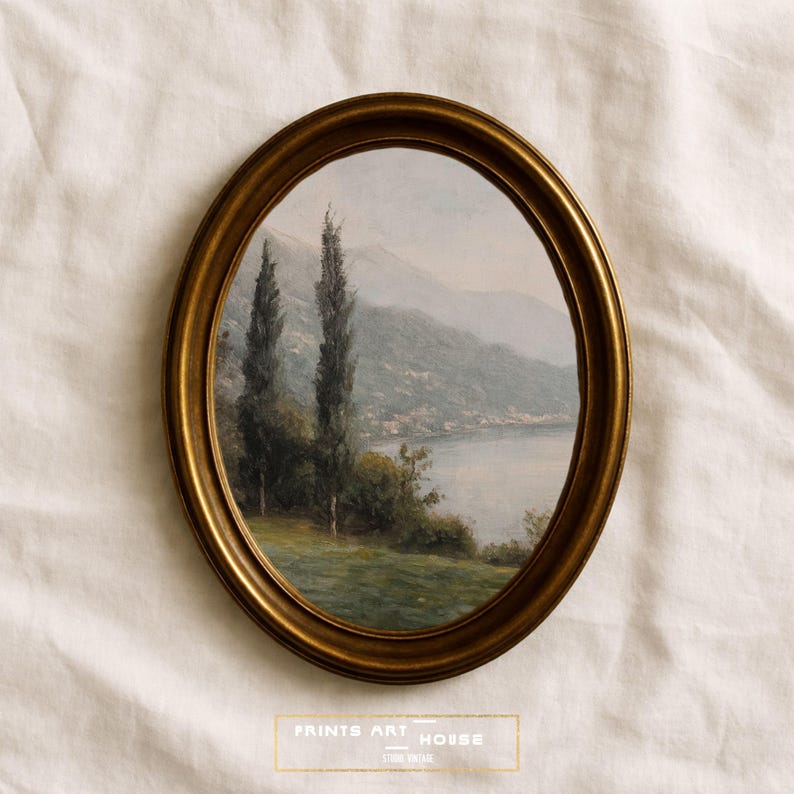 Lake Como Vintage Art Print: Italian Landscape Oil Painting (Digital Download) image 2