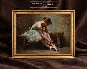 Vintage Ballerina Oil Painting Print: Elegant Dance Wall Art (Digital Download)