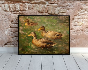 Duck Lake Painting Landscape ART PRINT Vintage Oil Painting Giclee Aesthetic Wall Art Room Decor |0381