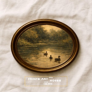 Vintage Duck Farm Print: Rustic Countryside Oil Painting (Digital Download) image 2