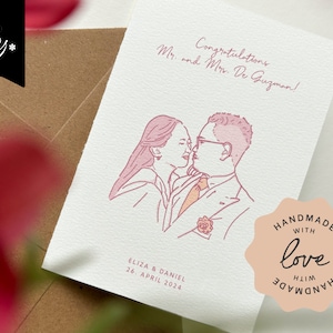 personalisierte Karte mit Porträt, Hochzeit Geburtstagskarte, handgezeichnete Illustration nach Wunsch, Zeichnung von Person/Freund Geschenk