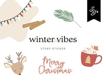 44 hand drawn Instagram Story Stickers | Winter | Stickers | Christmas | Christmas | Illustration | festive holiday season story elements