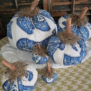 Bundle of 6 handmade fabric pumpkins