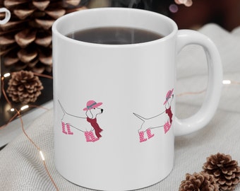 Caneca Dachshund estilosa 11 oz, caneca Dachshund, presente para ele, presente para ela caneca de café, caneca de café para cachorro, caneca com cachorros, caneca com cachorro salsicha