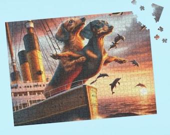 Dachshund Puzzle (120, 252, 500-Piece) Dog Jigsaw Puzzle, Chipboard Dog Funny Puzzle, Dog Lover Gift, Puzzle Dog Gift, Dog Puzzle Gift