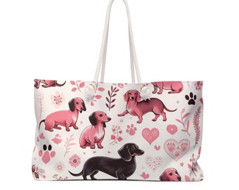 Tote Bag with Dachshund, cute bag for her, weekender dachshund bag, dog purse bag, weekender cute dog bag, dog tote bag, doxie tote