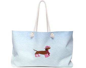 Tote Bag with Dachshund, cute bag for her, weekender dachshund bag, dog purse bag, weekender cute dog bag, dog tote bag, doxie tote