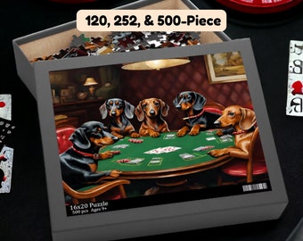 Dachshund Puzzle (120, 252, 500-Piece) Dachshund Jigsaw Puzzle, Chipboard Dog Puzzle, Dog Lover Gift, Valentine Dog Gift, Wiener dog Puzzle
