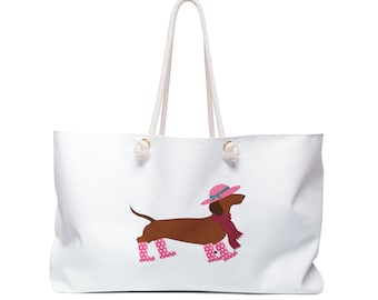 Tote Bag with Dachshund, cute bag for her, weekender dachshund bag, dog purse bag, weekender cute dog bag, dog tote bag, doxie tote