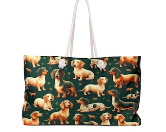 Tote Bag with Dachshund, cute bag for her, weekender dachshund bag, dog purse bag, weekender cute dog bag, dog tote bag, doxie tote