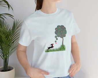 Cute Dachshund t-shirt, Spring and Fall Dachshund t-shirt, Dachshund running
