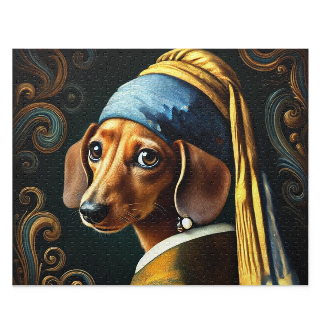 Dachshund Puzzle (120, 252, 500-piece) Dog Jigsaw Puzzle, Doxie Art ...
