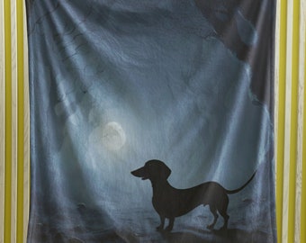 Weiner Dog Blanket Gift for Dog Mom, Dachshund Dog Blanket, Weiner Dog Gift, Soft Dog Blanket, Gift for Doxie Lover, Dachshund Gift, Spooky