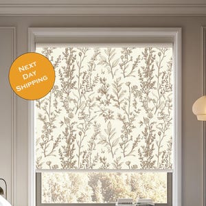 Floral Print Roller Blind: Linen Look Vintage Window Shade