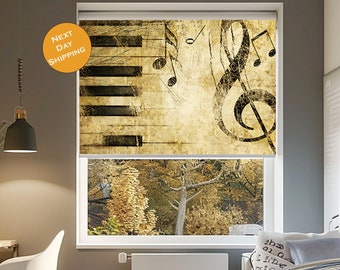 Music Patterned Printed Roller Blind, Roller Blinds For Window Or Door, Window Roller Shades