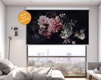 Flowers Pattern Roller Blinds For Window Or Door, Window Roller Shades, Printed Roller Blind