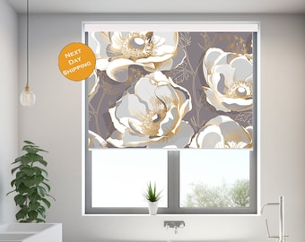 Flowers Pattern Roller Blinds For Window Or Door, Window Roller Shades, Printed Roller Blind
