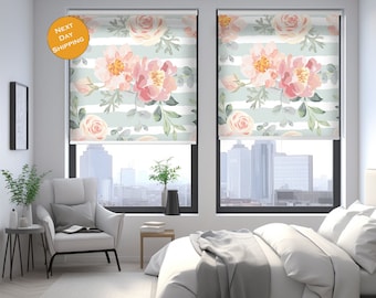 Flowers Pattern Roller Blinds For Window Or Door, Window Roller Shades, Printed Roller Blind