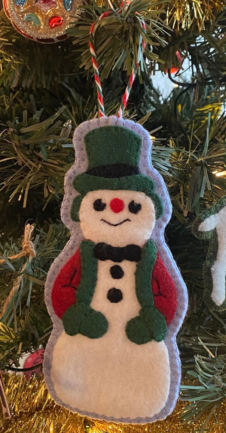 Vintage Snowman Felt Applique Christmas Ornament PDF Pattern Etsy