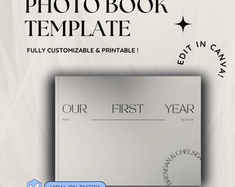 Anniversary Photo Book Template, Modern Keepsake Album (Canva Editable, Digital Download)