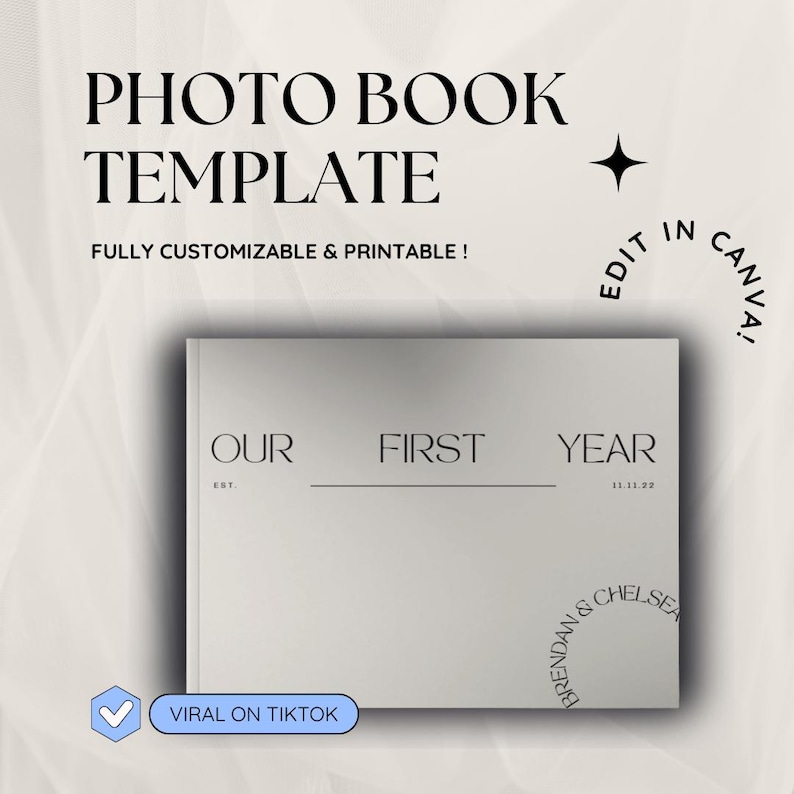 Anniversary Photo Book Template, Modern Keepsake Album (Canva Editable, Digital Download) image 1